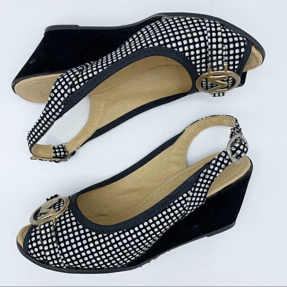 Laisha Peep Toe Wedge Sandal Slingback Velvet Heel - Picture 6 of 13